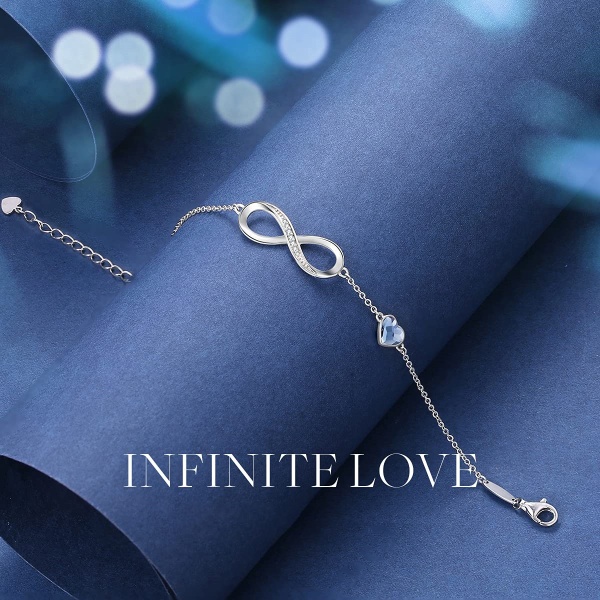 Infinity armbånd med hjerte Sølv Sølv