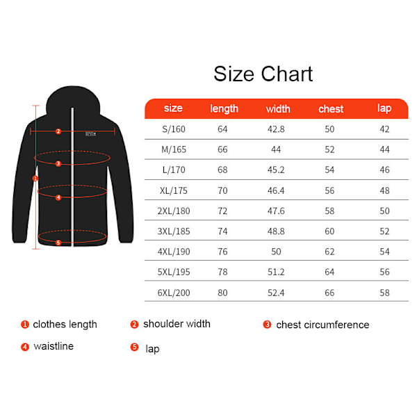 Opvarmet jakke med 21 varmezoner, opvarmning på 10 sekunder XXXL