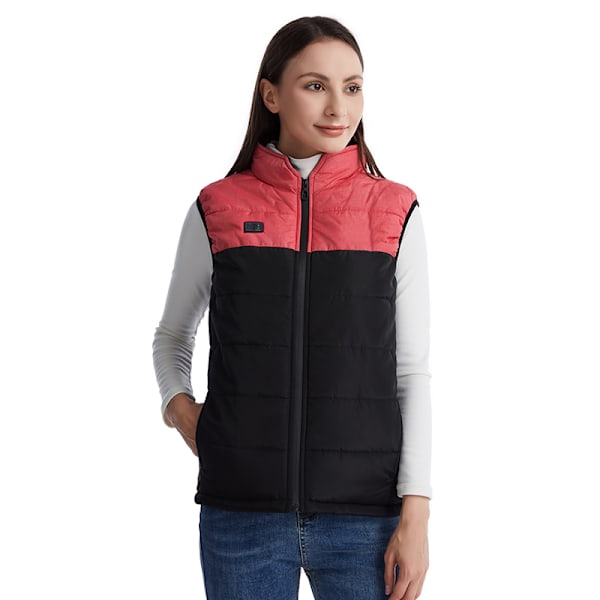 Lämmitetty liivi kaksoissäätimillä, vakiolämpötila ja lämpö Musta + punainen 3XL