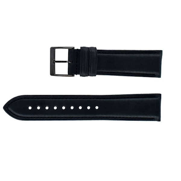 Italienskt Lätt Föränderligt Enkelt Oljevax Kohud Klockarmband Svart 24 mm
