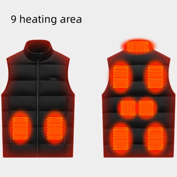 INF Värmeväst med 9 värmezoner Svart 4XL