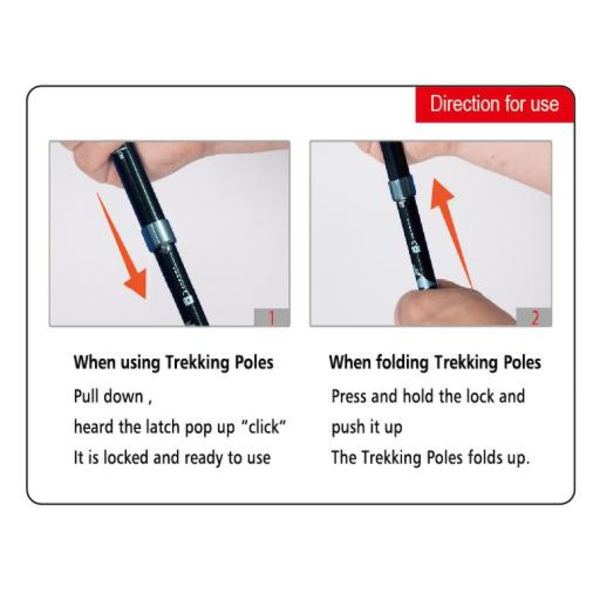 Ultralet vandrestav trekkingstang 5 sektion Blå