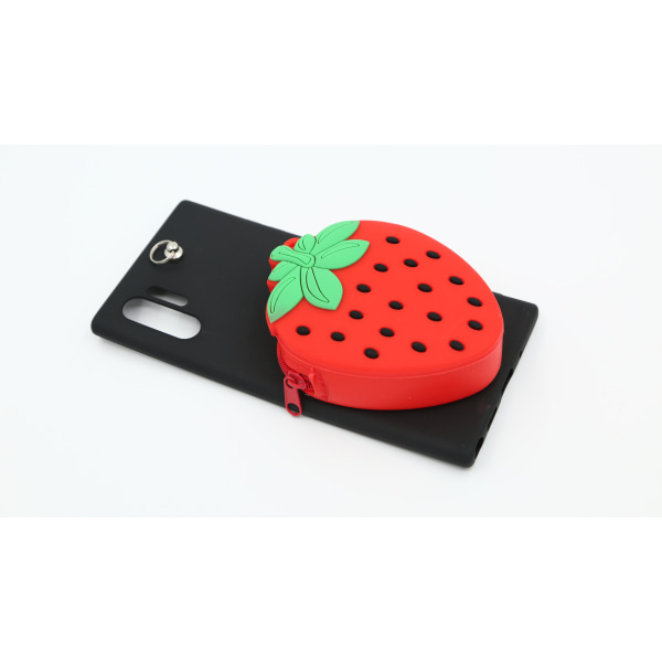 Samsung Note 10 Plus skal/plånboksfodral Jordgubbe/svart/röd