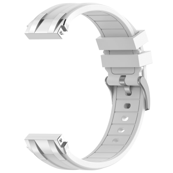 Premium silikonarmband 22 mm för Garmin, Samsung, Huawei (silverspänne) Vit