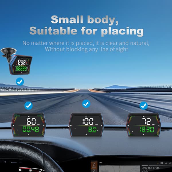 Head-Up Display för Bil - Hastighet, Tid, Körsträcka och Varningssystem för Säker Körning