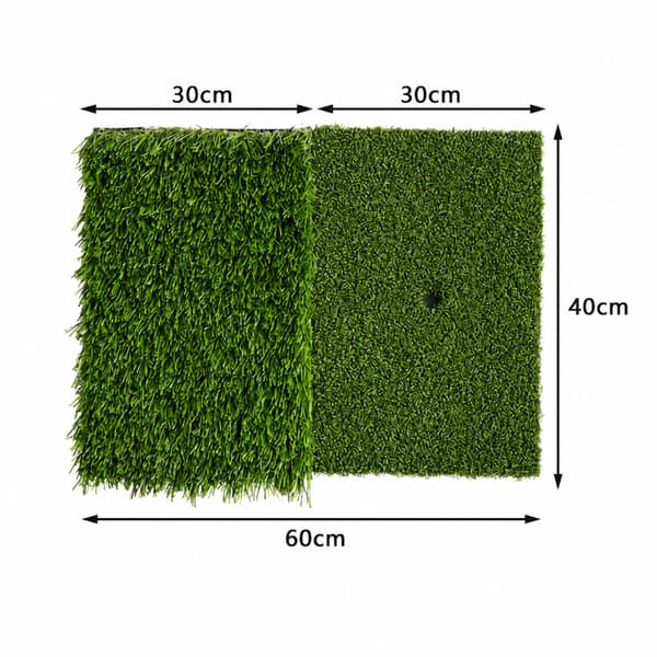 Golfmatta med dubbla gräshöjder 60 x 30 x 4 cm för slag- och puttingträning