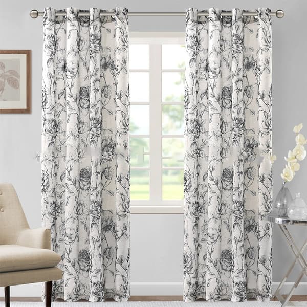 Set med 2 Tryckta Polyester Halvmörkläggande Öljettgardiner för Vardagsrum Sovrum XL XL