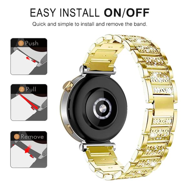 18 mm rustfri stålrem til Samsung Huawei Gold Gold