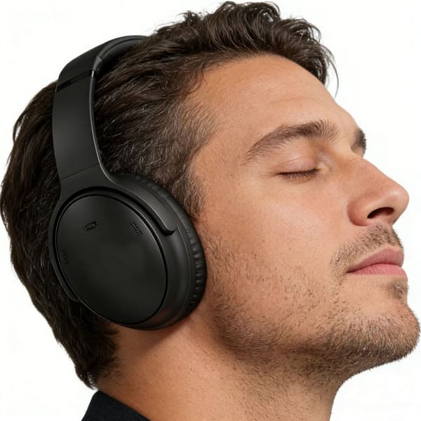 2-pak udskiftelige ørepuder kompatible med Bose QC45 — Protein Leather Memory Foam, sort