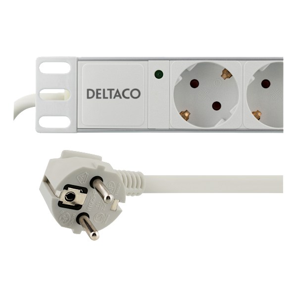 Power strip, 8xCEE 7/3, 1xCEE 7/7, 2m, cable, white