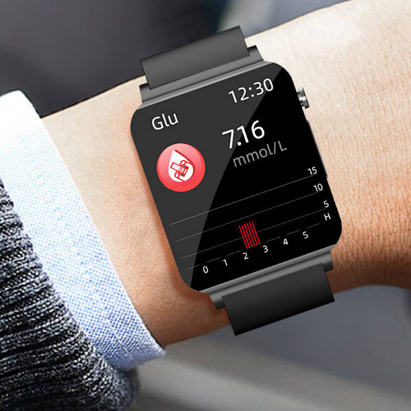 Smartwatch med EKG, puls, blodiltning, søvnmonitor Black Black