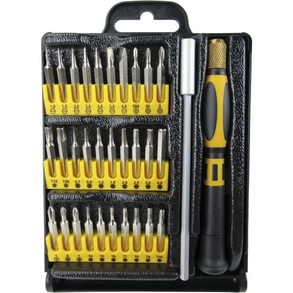 Precision bit kit w/ a handle bit holder and 30 bits orange