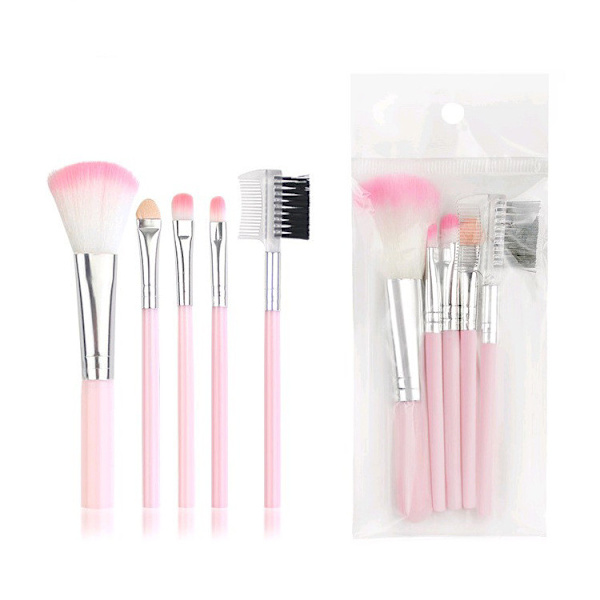 Sminkborstar Set med 5 make-up-borstar Rosa