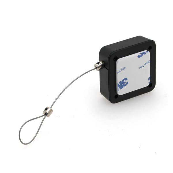 Tyverisikring Pull Box Sort - 2m kabel med lås og rund hætte
