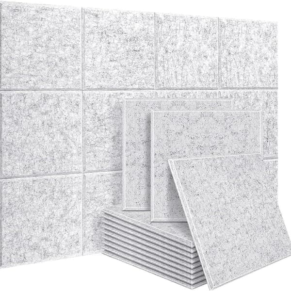 Filt Väggplattor Akustiska Paneler - 12 Pack Ljudisolerade Väggpaneler med Lim Grey Grey