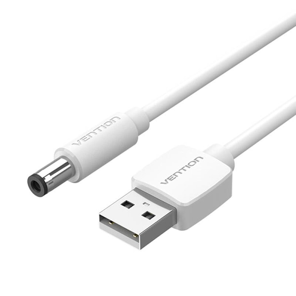 Virtakaapeli USB 2.0 - DC 5,5 mm piippujakki 5 V tuuletus CEYWG 1,5 m (valkoinen)