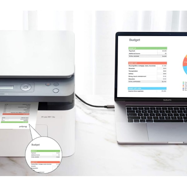 INF USB-B till USB-C skrivarkabel Svart 2 m