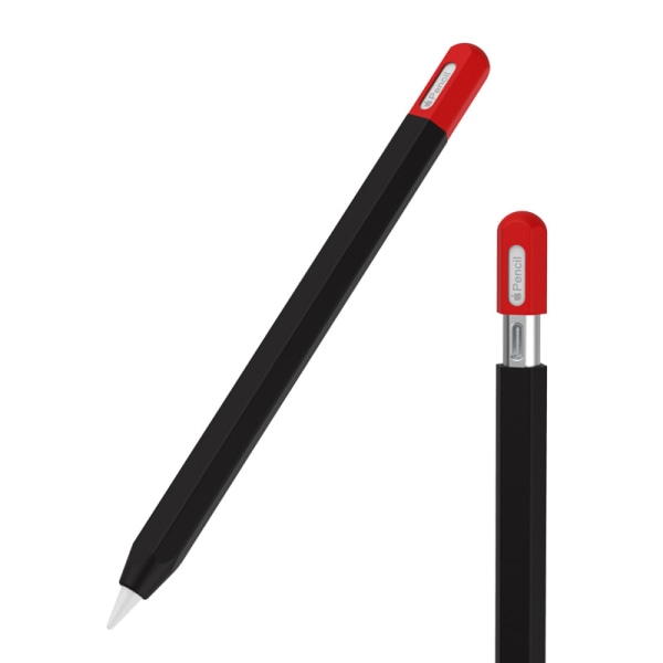 Silikonetui kompatibelt med Apple Pencil 3. generation Sort+rød