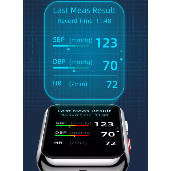 INF Smartwatch som måler blodtryk og ilt i blodet Sort Sort