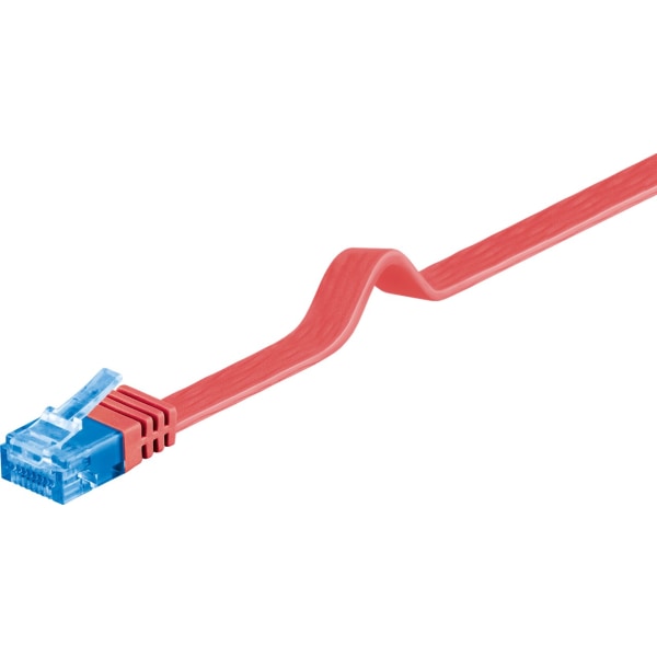 CAT 6A platt patchkabel, U/UTP, röd
