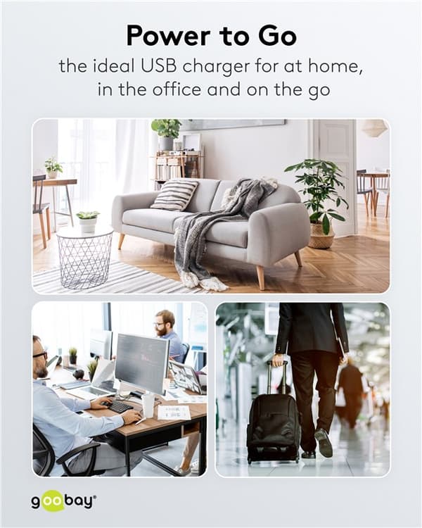 USB-C™ PD GaN dubbel snabbladdare (30 W) vit