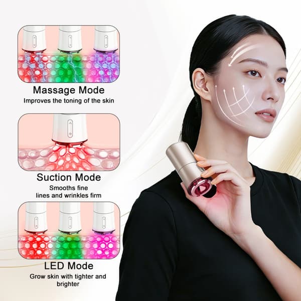 Ansigtsmassager med EMS-mikrostrøm, varme og LED-lys til ansigtspleje og massage derhjemme Champagne Champagne