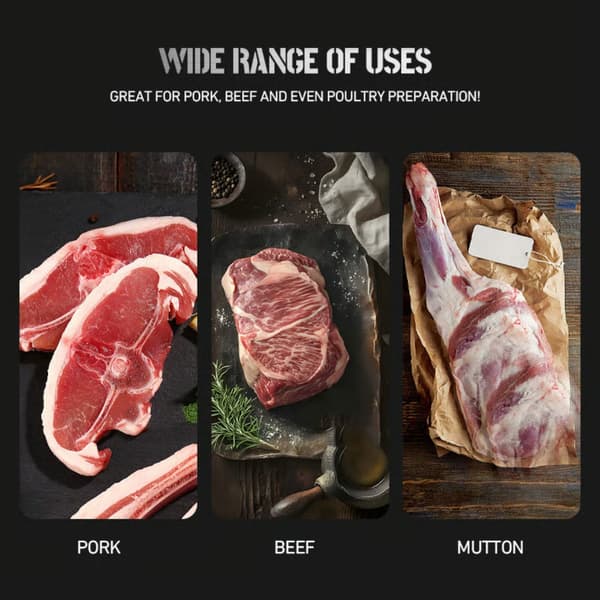 Rustfrit stål membranfjerner til steak og ribben med buet klemme og skridsikkert greb til BBQ forberedelse
