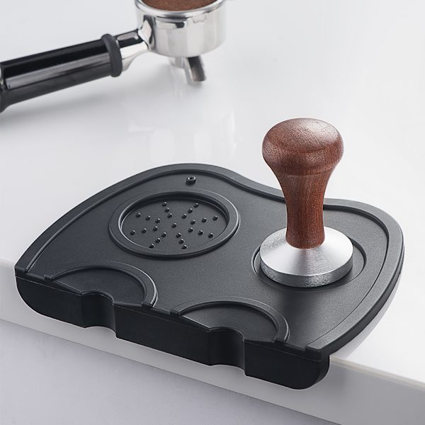 Silikonmatta för kaffetamper, halkfri espresso-stampdyna Svart