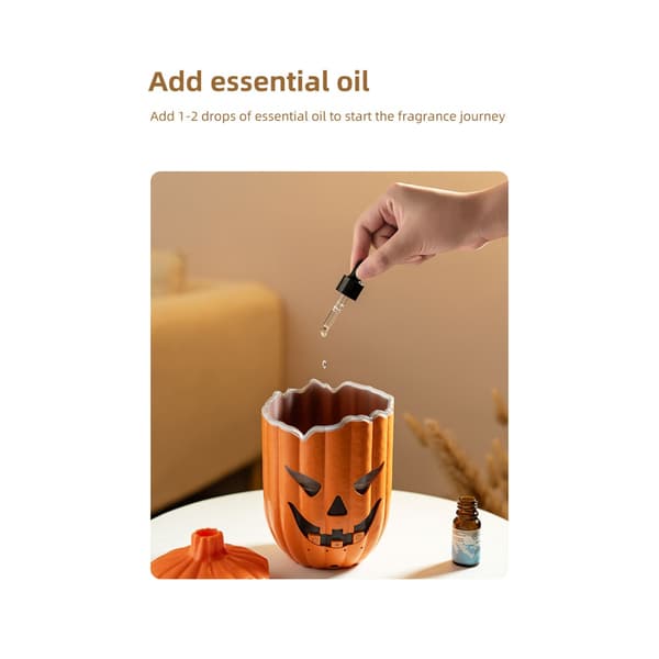 Halloween-luftfuktare med manet- och pumpadesign, RGB-ljus, aromafunktion och timer