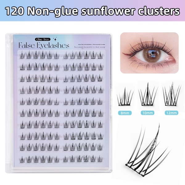 Sun Flower lösögonfransar - 10 par, 120 knippen med applikator