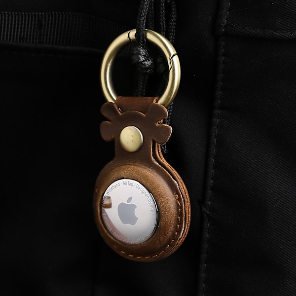 Ægte læderetui til Apple AirTag kaffe
