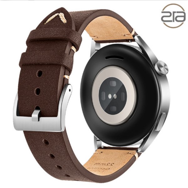 Armband i äkta läder för Huawei GT4 Pro Brun+svart 22 mm