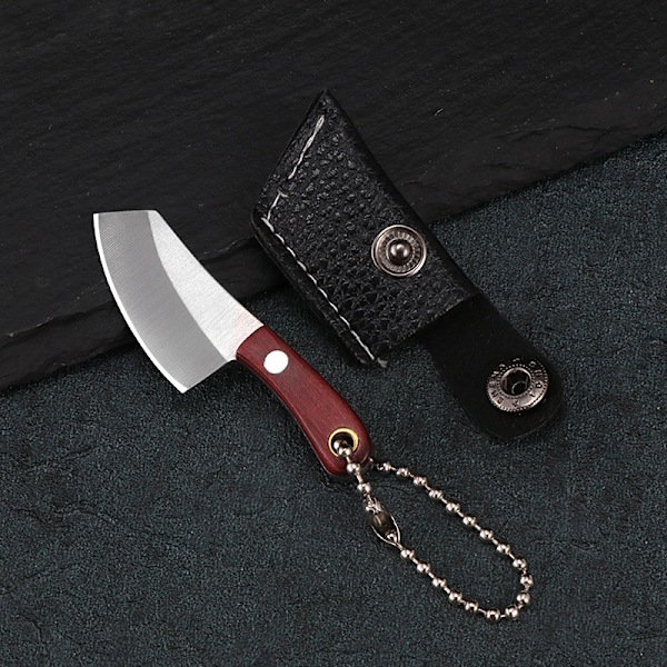 Mini-kniv för nyckelring, fickkniv i rostfritt stål med slida