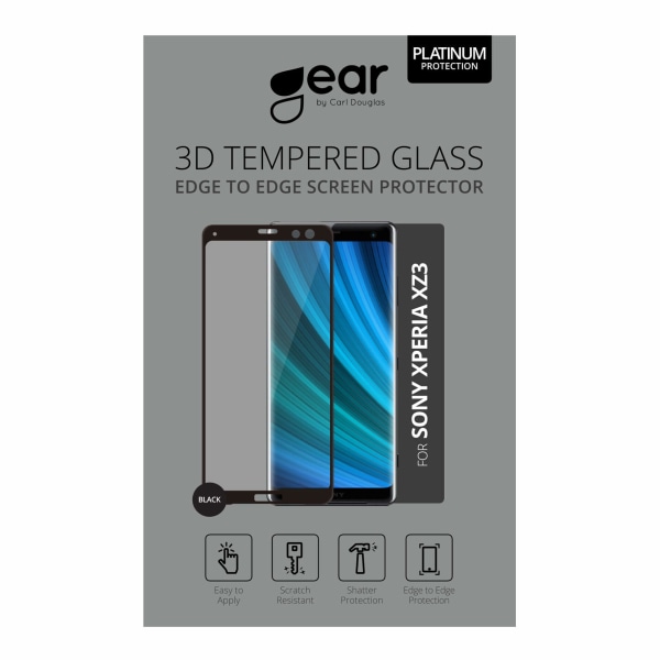 GEAR Härdat Glas 3D Full Cover Svart Sony Xperia XZ3