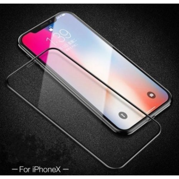 iPhone X Heldækkende 5D Hærdet Glas Skærmbeskyttelse - Sort