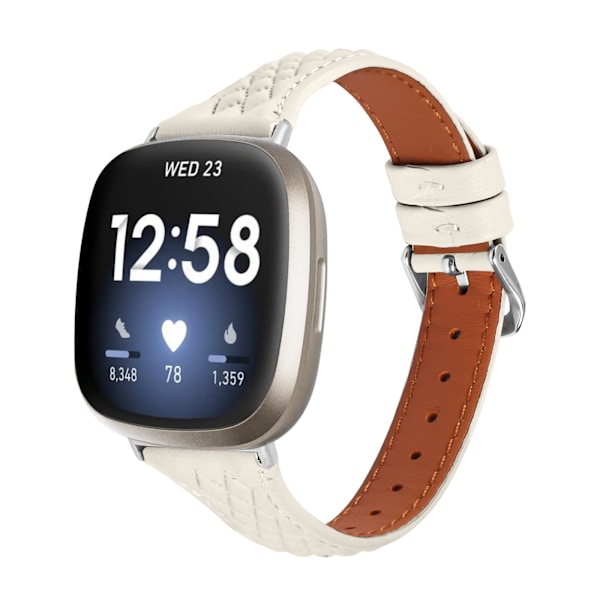 Klockarmband i Äkta Läder för Fitbit Versa 4 Aprikos