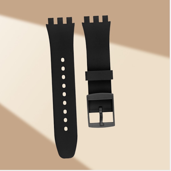 Premium silikoninen Swatch-kellon rannekkeen vaihto Musta 19 mm