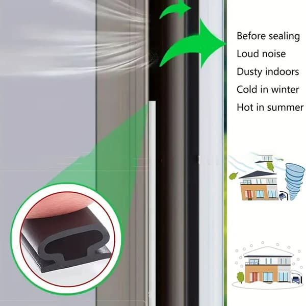 TPE Dørforsegling, 10 Meter Rulle Black Black