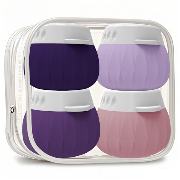Silikoniset matkakokoiset voidepurkit - 4 kpl tiivis pakkaus Violetti