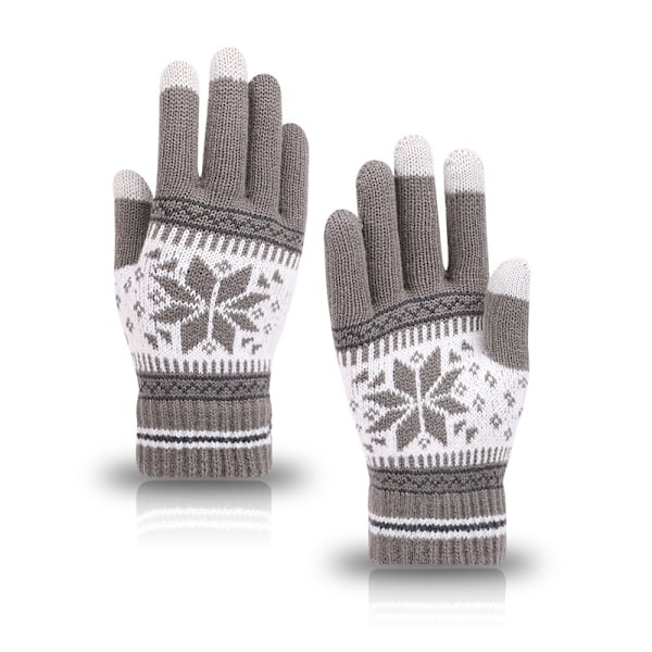 Stickade Handskar - Åttakantig Blomma Grey Grey