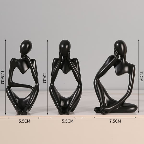 Abstrakta Figurdekorationer - Set om 3 Black Black