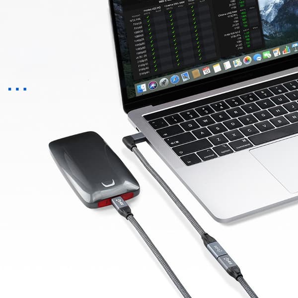 100W USB-C forlængerkabel - 20Gbps data & 4K video - vinkelret design 1m 1m
