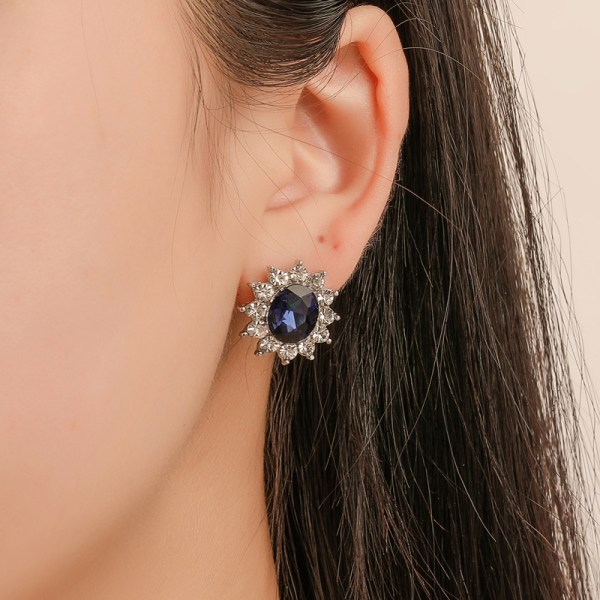 Smyckeset med halsband och örhängen Blå