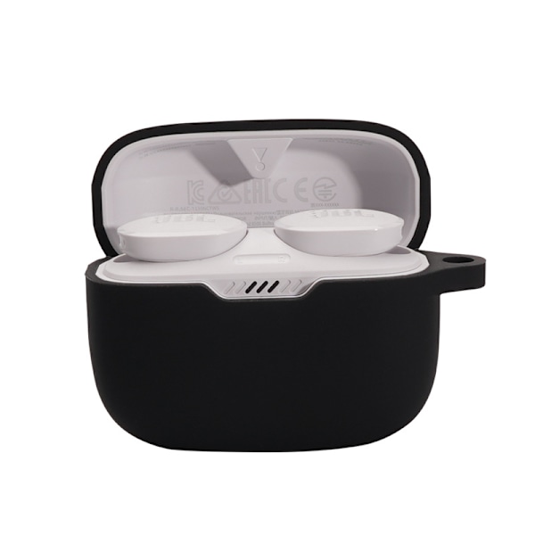 Suojakuori JBL T130NC TWS -nappikuulokkeille, jossa karabiinihaka Musta