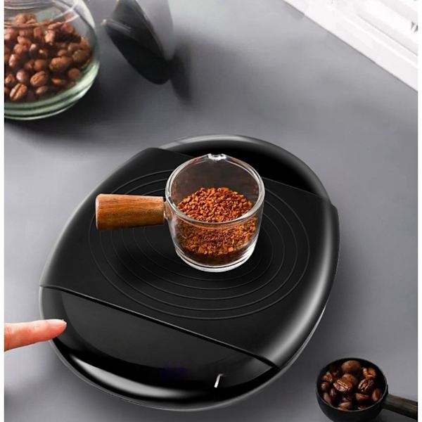 Mini Coffee Scale with Timer USB-C Rechargeable 0.1g Precision Espresso & Auto Modes 2kg Capacity Portable Black
