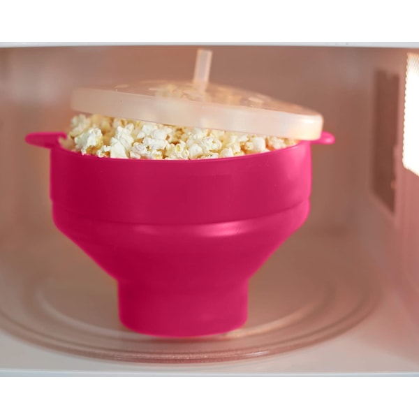 Popcornskål silikon hopfällbar Rosa