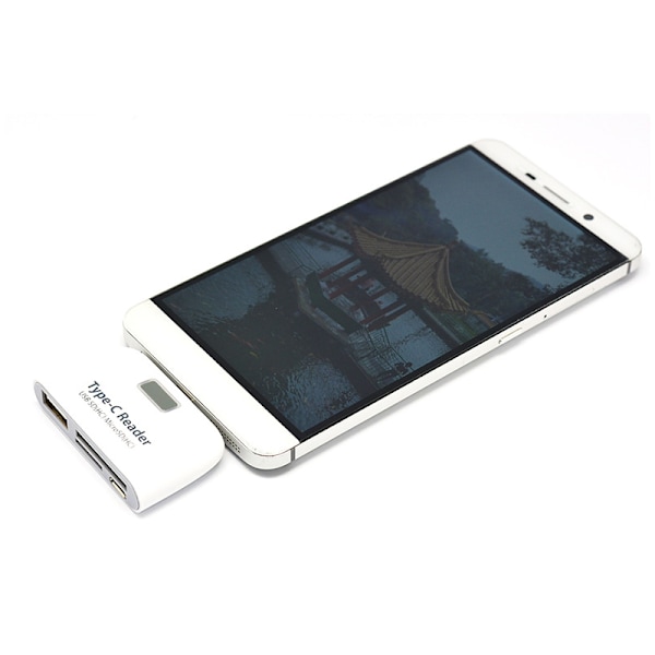 Type-C -kortinlukija - USB-keskitin ja OTG-toiminto Valkoinen