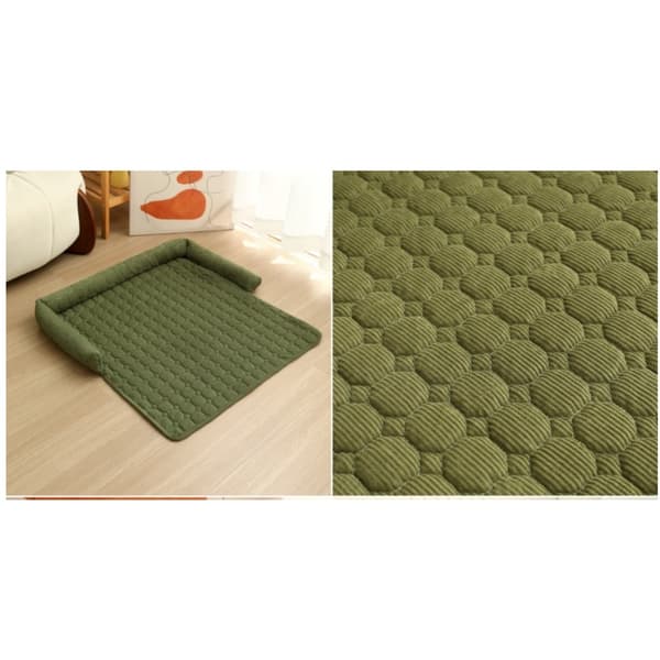 U-formet broderet kæledyrsseng med rygstøtte, vintervarm sofapude, 75 x 75 cm DarkGreen DarkGreen