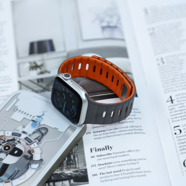Magnetiskt silikonarmband för Apple Watch - Svart/Orange (38/40/41mm) Mörkgrå
