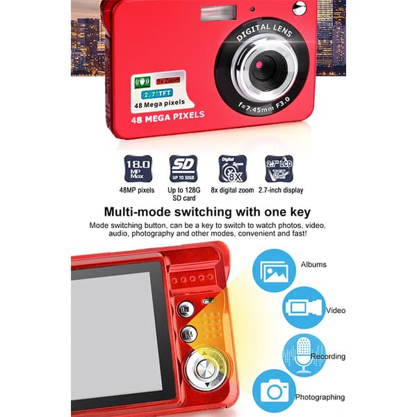 Indfang minder med det kompakte K09 digitalkamera Red Red